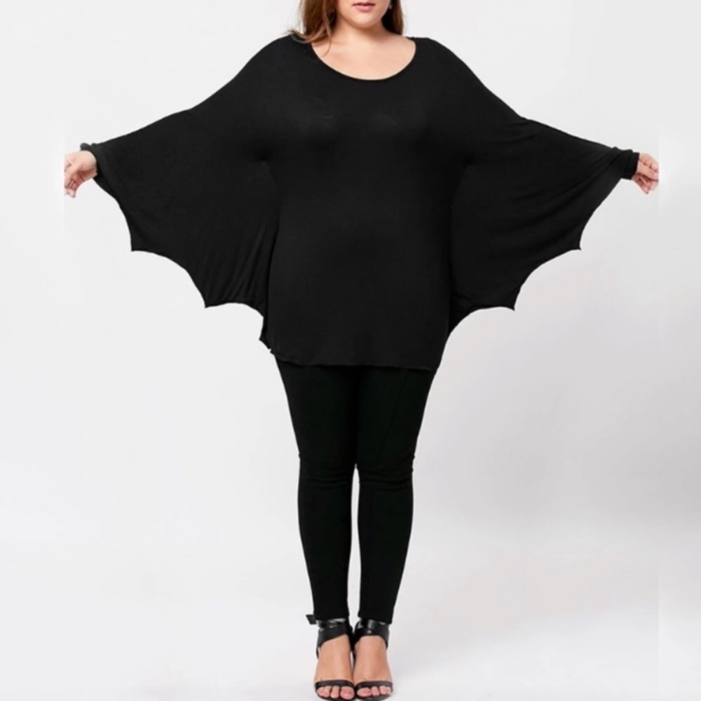 Gothic Bat Wing Tunic Blouse - Long Sleeve